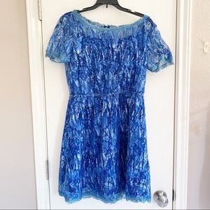 Gianni Bini Blue Lace Knee Length Dress S